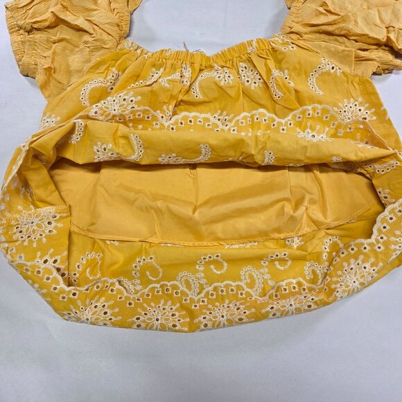 Grace & Emma Top Embroidered Off-Shoulder Puff Sleeves Tie Womens Size M New Tag - Picture 7 of 12